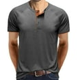 thumbnail image 1 of EQWLJWE Chemise d'Été pour Hommes Hommes Manches Courtes Décontracté Mode Col Rond Chandail Boutons T-Shirt Blouse Manches Courtes Hauts pour Homme, 1 of 6