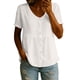 thumbnail image 2 of Craaazy Women's Casual V Neck Blouse, Solid Color Short Sleeve Button Down Shirt, Loose Fit Comfy Breathable Cotton Linen Tops for Daily Wear Gifts, 2 of 6