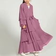thumbnail image 2 of LEKWK 2-Piece Muslim Abaya Set for Girls Long Sleeve Layered Ruffle Dress Matching Headscarf Islamic Prayer Clothes Modest Maxi Robe Holiday, 2 of 8