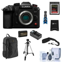 Panasonic LUMIX GH7 Mirrorless Camera, Bundle with 128GB Memory Card, Al 3-Section Tripod, Shotgun Microphone and Backpack