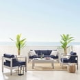 thumbnail image 4 of Modway Shore 4-Piece Aluminum & Fabric Outdoor Patio Set in Silver/Navy, 4 of 17