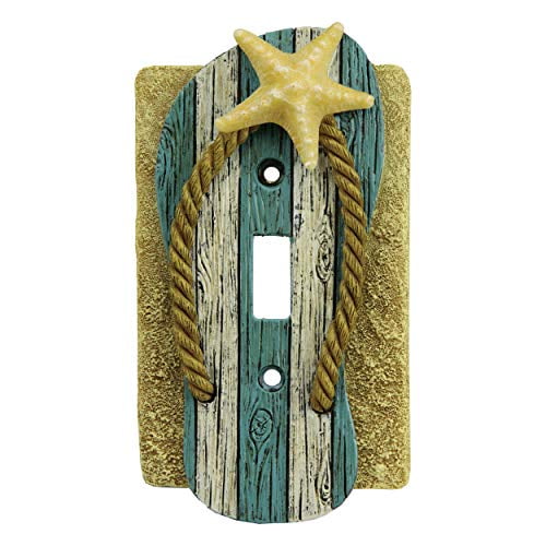 River's Edge Products Electrical Cover Plate Switch Single - Beach, Fits 1 Standard Light Switches, Screws Included