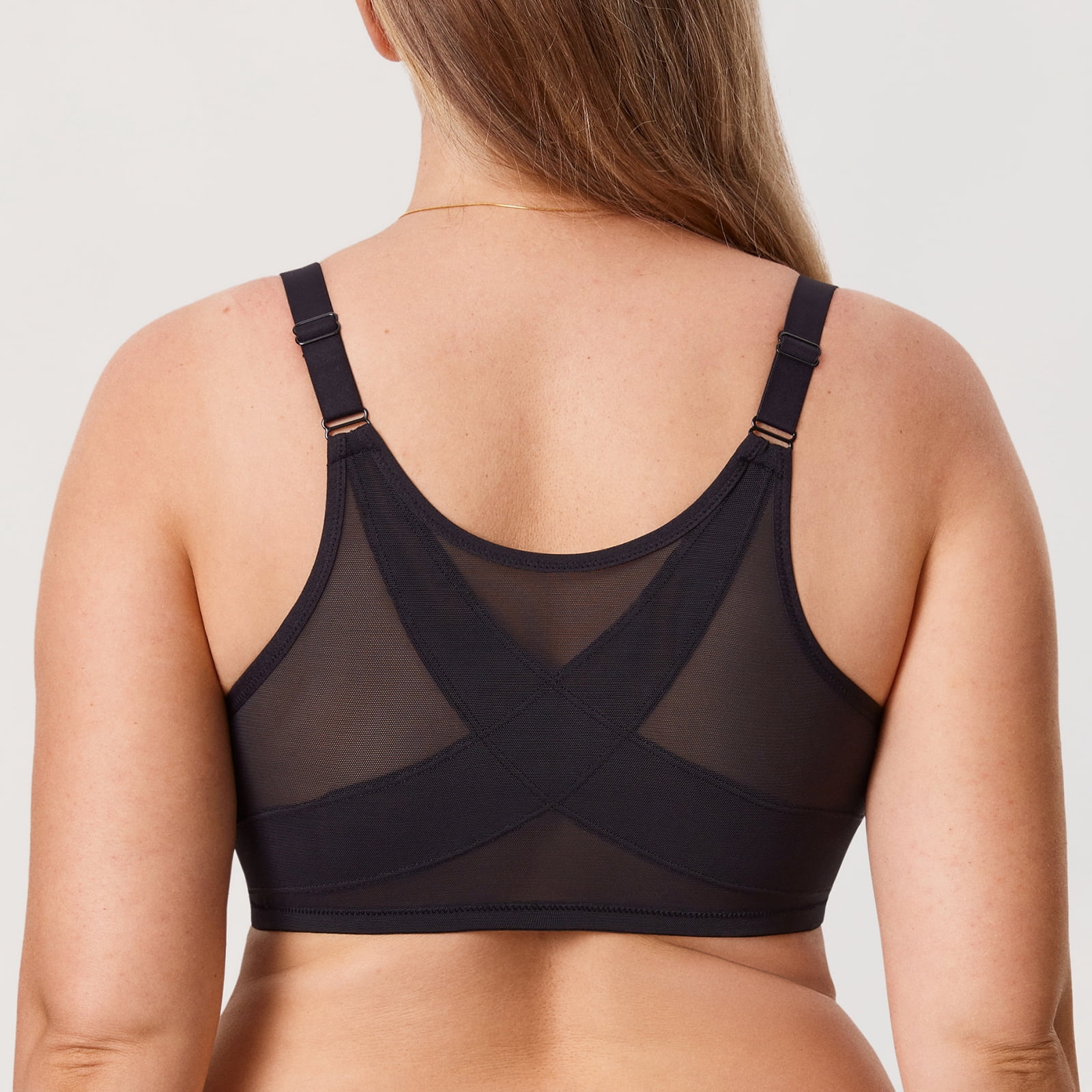 DELIMIRA Women's Front Closure Bras Posture Full Coverage Plus Size Lace Underwire Unlined Bra