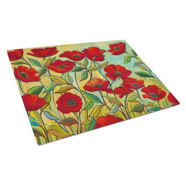 Carolines Treasures PPD3020LCB Poppy Garden Flowers Glass Cutting Board - Large