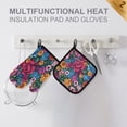 thumbnail image 4 of Yayeee Oven Mitts and Pot Holder Set of 4 Heat Resistant Kitchen Gloves Baking Hot Pad, Charming Floral Pattern, 4 of 5