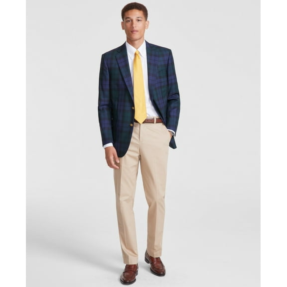 Brooks Brothers Mens Classic fit Sport Coat Blazer 38 S Navy Blue Plaid