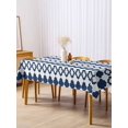 thumbnail image 3 of Bohemia Rectangle Tablecloth, Minimalist Geometric Pattern Abstract Dark Blue Waterproof & StainResistant Tablecloth, Washable Oil-proof Table Cover for Dining/Party/Wedding/Camping/Buffet 54x108 In, 3 of 9