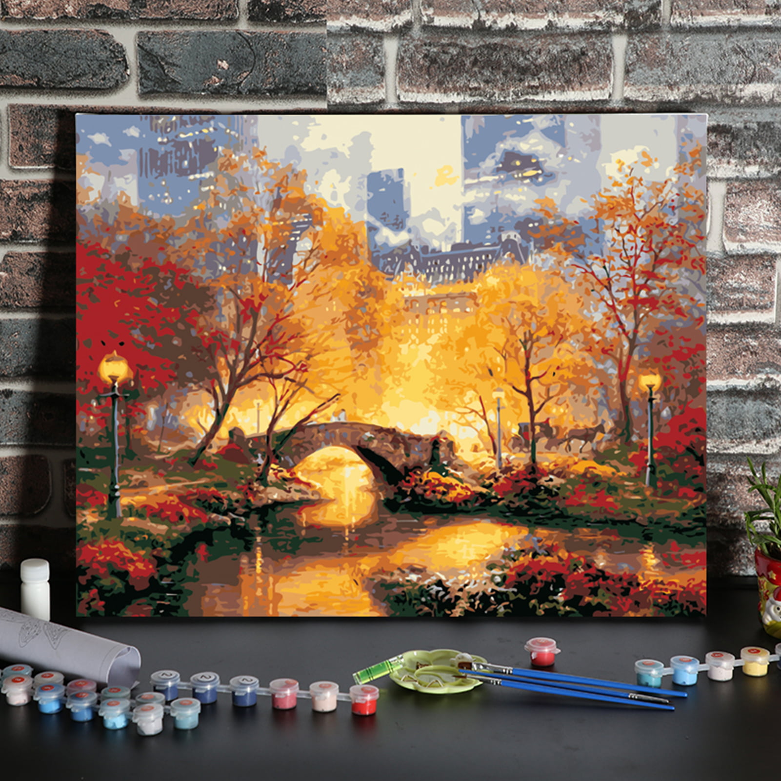 12x16 Inch DIY Oil Painting on Canvas Paint by Number Kit Sunset Pattern T2W7 