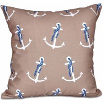 Simply Daisy 16" x 16" Anchor Whimsy Geometric Print Pillow, Brown