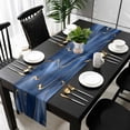thumbnail image 3 of Navy Blue Marble Table Runner 60 Inches Long, Abstract Modern Golden Geometric Kitchen Coffee Dining Table Decoration for Home Party Birthday Wedding Home Decor 13x60 Inches, 3 of 8