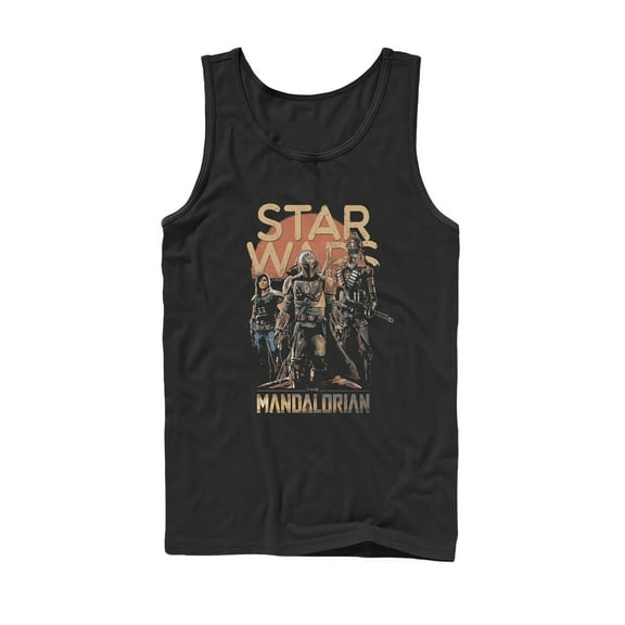 Men's Star Wars: The Mandalorian Grunge Character Tank Top Black 2X Large