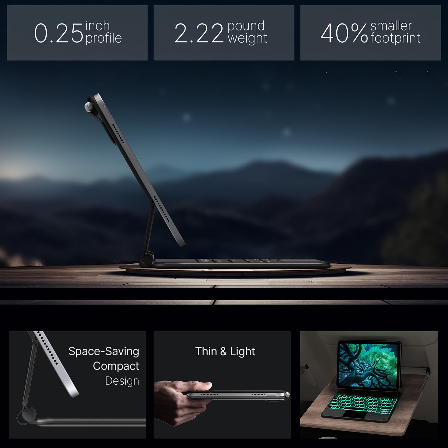 typecase Keyboard for iPad 11th Gen(A16, 2025) & iPad 10th Gen (10.9", 2022) - 11 Colors Backlit, Thin, Multi-Touch Trackpad, Magnetic, Pencil Holder - Black
