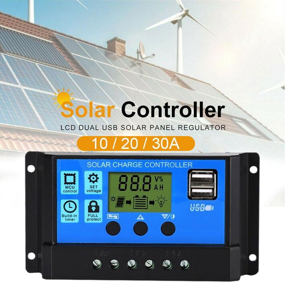 Solar Panel 10/20/30A Battery Charge Controller LCD RegulatorS 12V/24V Dual new. I8D3
