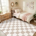 thumbnail image 4 of Garvee 5'x7' Checkered Area Rug Soft Plaid Carpet, Washable Non Slip Indoor Floor Mats for Living Room Bedroom Home Office, Camel, 4 of 8