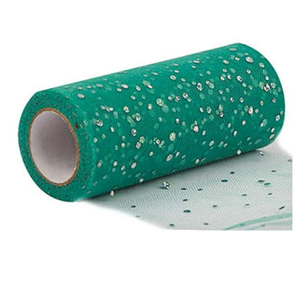 Jikaix 1 Rollo de Adorno de Purpurina Rollo de Tul Sin Olor Red Hilado Decoraciones de Guirnalda Cinta Transparente para Interiores