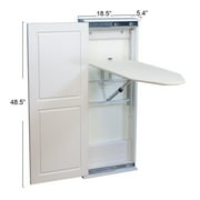 Household Essentials Iron ‘n Fold Wall Ironing Board Cabinet, Built-In Ironing Board, Sturdy MDF, Melamine Cabinet, 7 Height Settings, Mounts Securely to Wall, Includes Pad with Cover, White