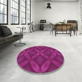 thumbnail image 3 of Ahgly Company Indoor Round Patterned Neon Pink Area Rugs, 3' Round, 3 of 6