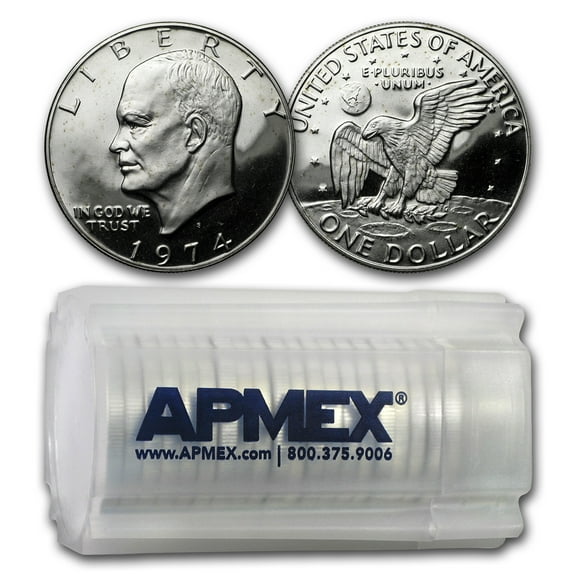 1974-S Clad Eisenhower Dollars 20-Coin Roll Gem Proof