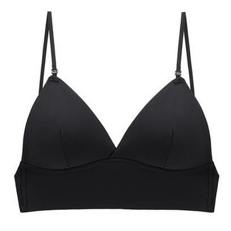 

Spdoo Spaghetti Strap Wire Free Bra Low Back smotth Bralettes Padded Seamless Sleeping Bra Black smotth 36