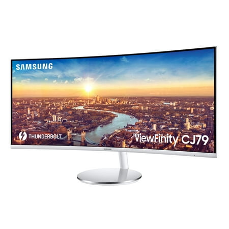 Samsung - 34” ViewFinity CJ791 QHD FreeSync Thunderbolt Monitor with speakers - White/Silver