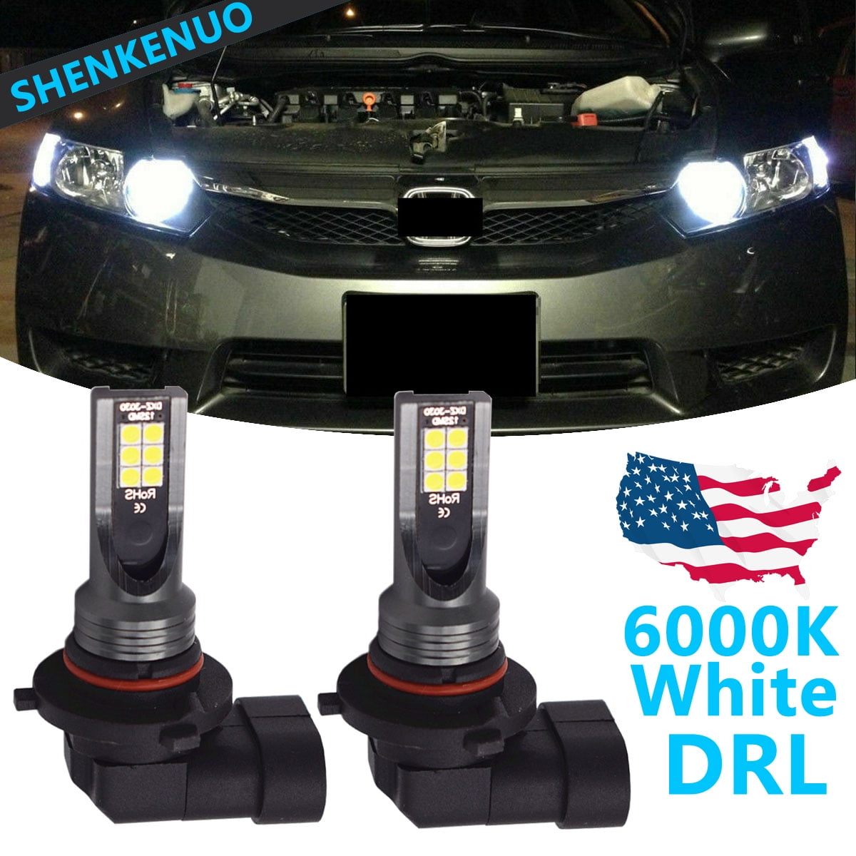 SHENKENUO for Subaru Impreza WRX STI Legacy LED High Beam Daytime