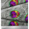 thumbnail image 3 of Soimoi Poly Georgette Fabric Peacock Feather Print Fabric by the Yard 52 Inch Wide, 3 of 3