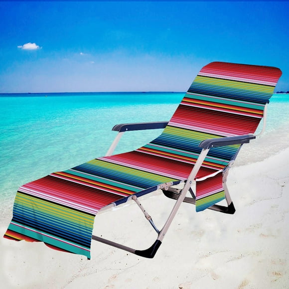 Binmer Stripe Chair Cover Printed Beach Towel Polyester Chair Towel