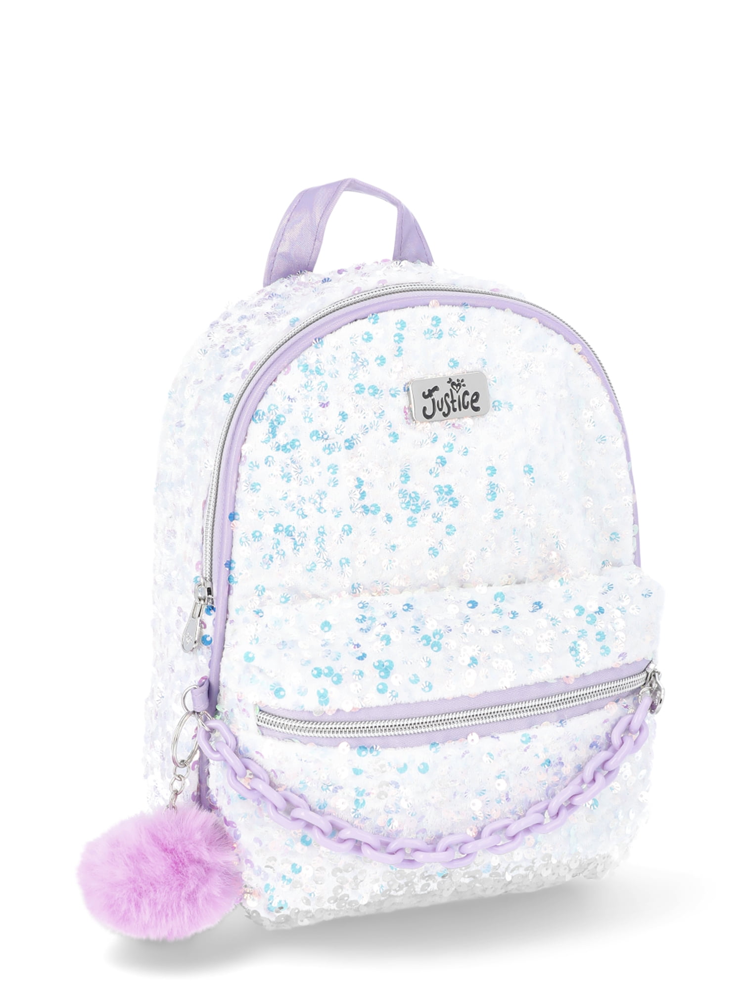 flip sequin denim mini backpack Justice Owl (B) Bags, Wallets and Luggage Sequin + Polyester Justice Sequin Turquoise Pink Purple