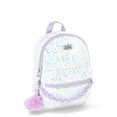 thumbnail image 3 of Justice Girls Velvet Sequin Mini Backpack with Front Chain Detail and Pom Keychain, White, 3 of 5