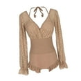 thumbnail image 4 of Traje de baño de una pieza para mujer, traje de baño de playa, traje de baño con cordones, monokini, escote en V profundo Café, 4 of 9