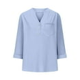 thumbnail image 6 of WCJM Women’S Comfort Long Sleeve T-Shirt/Underscrub Tee Women's Long Sleeve T-Shirt Loose Button Shirt Top Stand Solid Color Sleeve Collar Casual Women's Shirt Women's Shirt, 6 of 7