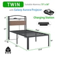thumbnail image 4 of WANTAI Twin Bed Frame - Storage Headboard with Charging Station & Galaxy Aurora Projector, 14 Inch Sturdy Metal Platform Bed Frame No Box Spring Needed, Easy Assembly, No Noise, Brown, 4 of 4