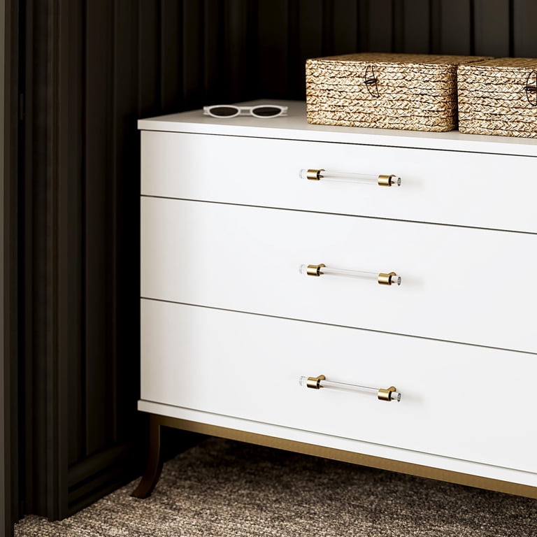 3-Drawer Dresser with Clear Acrylic Rod Handles B2733p418306 3-Drawer Dresser with Clear Acrylic Rod Handles B2733p418306