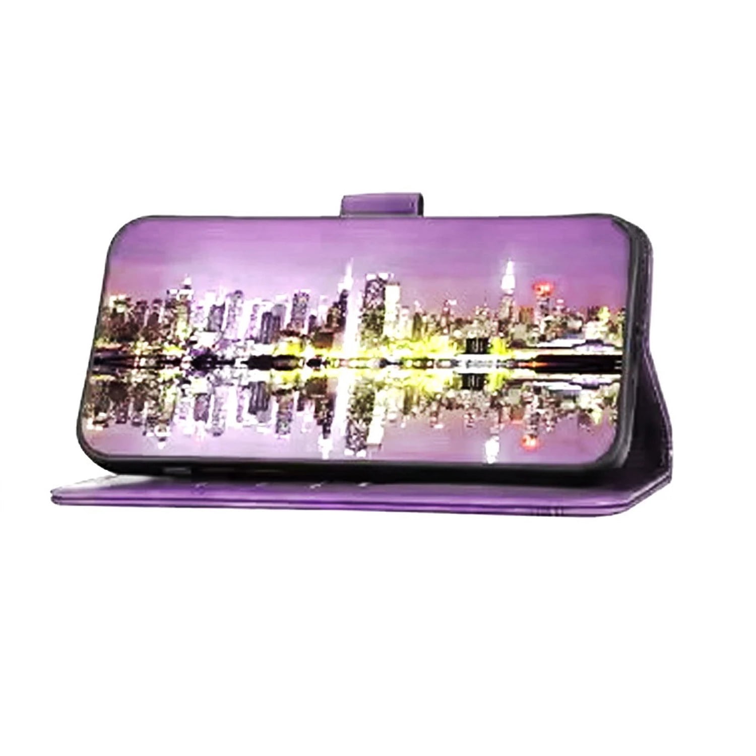 Magnetic Leather Folio Case with Wristlet for iPhone 17 Pro Max - Purple