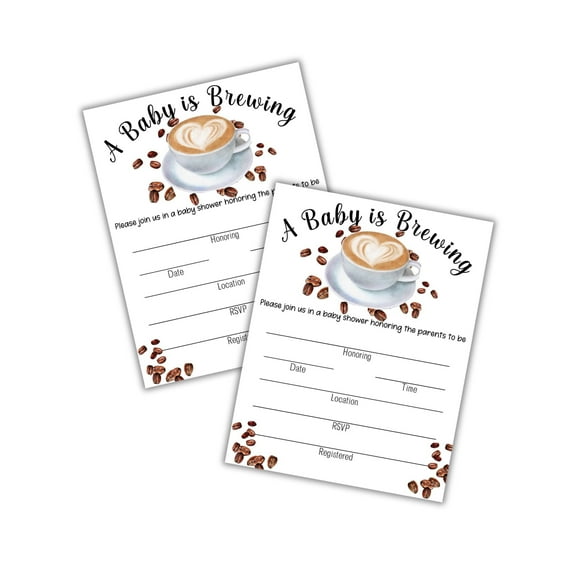 Lashicorn Baby Is Brewing Coffee Shower Invitations 30pk 4.25x5.5 Postcards Diaper Raffle Books for Roast Themed Brunch Banner Mugs Cup