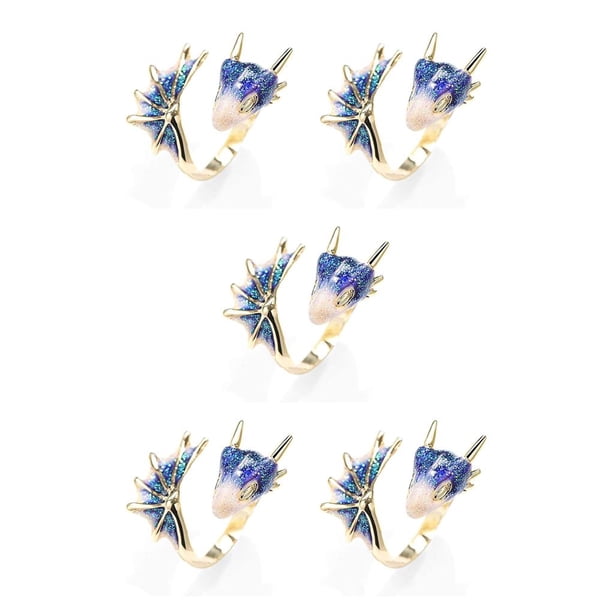 Qarigey Vintage anillo abierto novia boda aniversario banquete nudillo moda joyería oficina personalizado presente azul Azul 5piezas Qarigey CBP226008