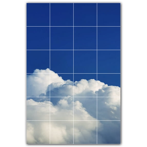 Picture-Tiles.com: Clouds Ceramic Tile Wall Mural WAL500385-46S. 17"W x 25.5"H using (24) 4.25" x 4.25" Ceramic Tiles-Satin Finish