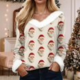 thumbnail image 2 of larppty Christmas Shirt Women Sexy Fur Trim Vneck Xmas Top Holiday Party Blouses Long Sleeve Pullover Xmas Holiday Costume 2025 Fashion (Beige, 4XL), 2 of 8