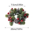 thumbnail image 3 of Christmas Candle Rings with Artificial Berries and Pine Cones - Small Candle Wreath Holder for Table Centerpiece Decor, Festive Xmas Winter Holiday Party Home Decoration for Wedding, Dining Display, 3 of 7