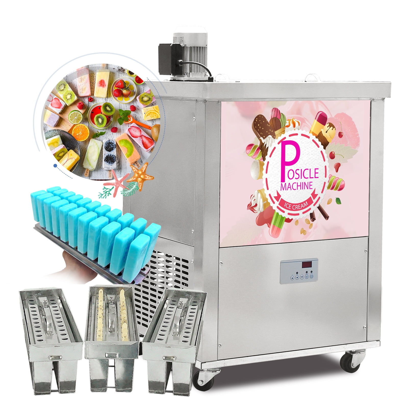 Kolice Commercial Ice Popsicle Machine, Ice Pops MakerSlim 3 Molds Included