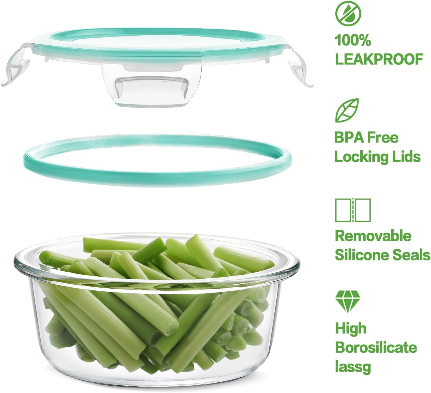 12 Sets Glass Food Storage Containers with Lids, Glass Meal Prep Containers, Airtight Glass Bento Boxes, BPA Free & Leak Proof, Pantry Kitchen Storage(12 lids & 12 Containers) - Deep Blue