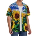 thumbnail image 2 of Fotbe Landscape With Sunflowers Camisa Estampada de Manga Corta para Hombre, Casual de Verano, Estilo Playero, Sin Arrugas-Small, 2 of 5