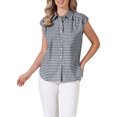 thumbnail image 4 of INSPIRE CHIC Gingham Top for Women's Work Cap Sleeve Vintage Plaid Button Down Shirts XL Black, 4 of 6