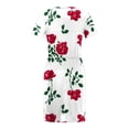 thumbnail image 4 of Robe d'Été pour Femmes 2024 Mode Grande Taille Décontractée Col Rond Bretelles Manches Courtes Imprimé Floral Robe Ample avec Poche Rabais de 50 % Liquidation!, 4 of 7