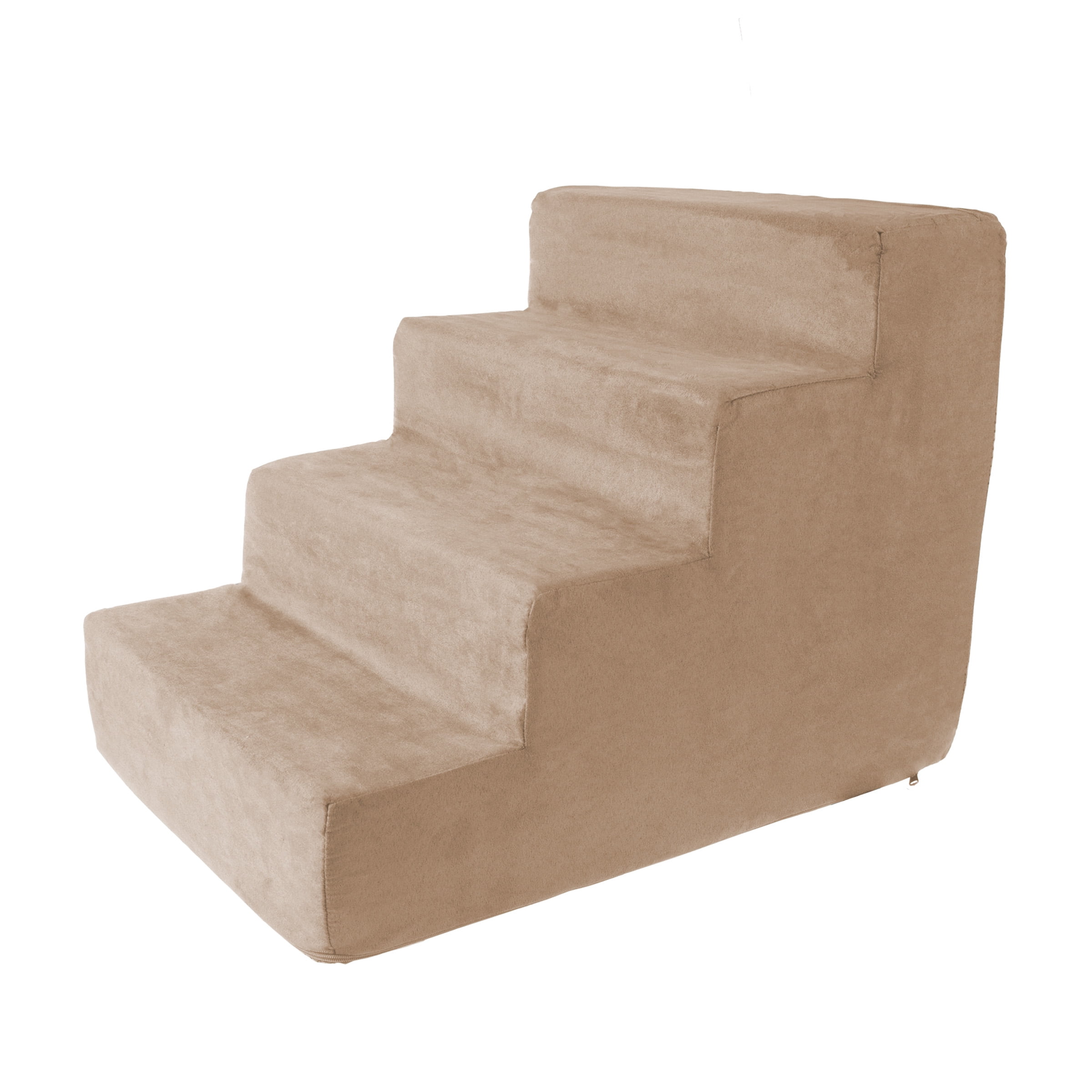 Pet Stairs - Foam Steps for Small Dogs or Cats - 4-Step Design with Removable Cover - Non-Slip Dog Staircase for Home and Vehicle by PETMAKER (Tan)