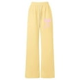 thumbnail image 3 of Liyamei Girls Bow Tie Wide Leg Sweatpants Lightweight Straight Leg Joggers With Pockets Casual Pants For Toddler And Kids Girls Sweatpants Size Yellow 4-5 Years, 3 of 4