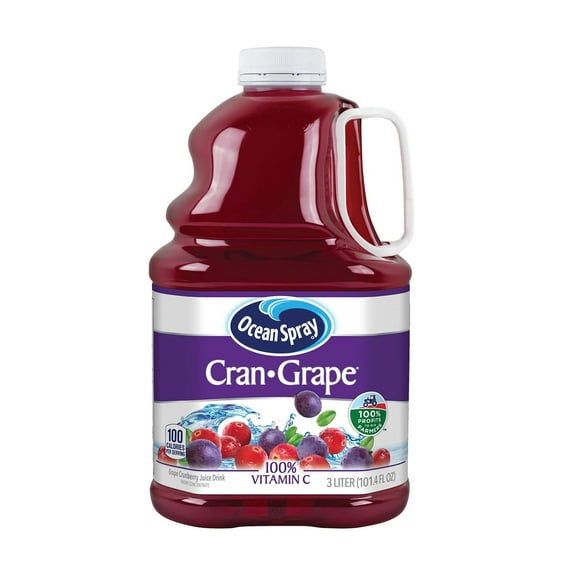 Ocean Spray Cran-Grape Juice Drink, 3 Liter Bottle (Pack of 4)