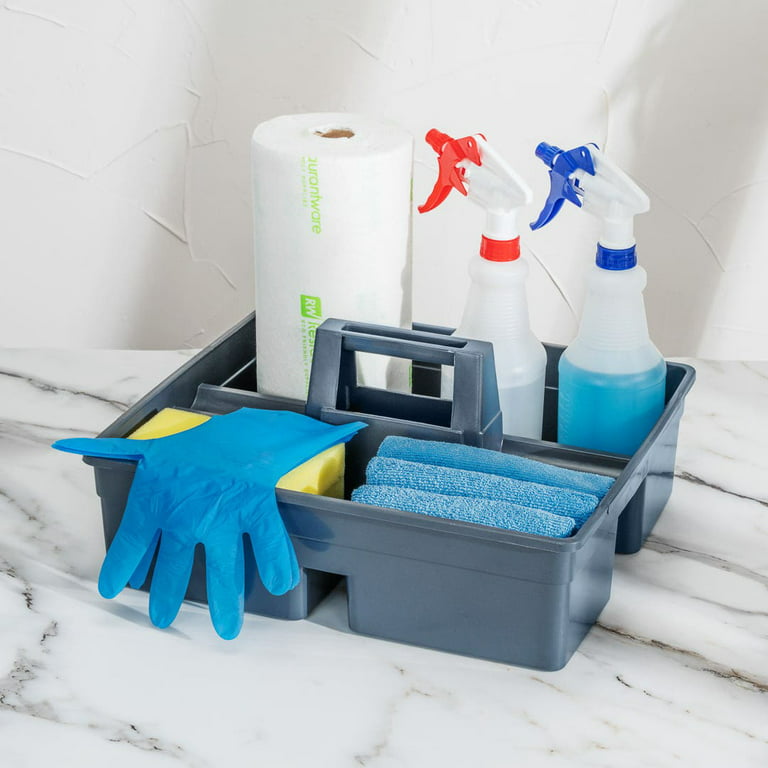 Rectangular Partitioned Cleaning Caddy - Galvanized