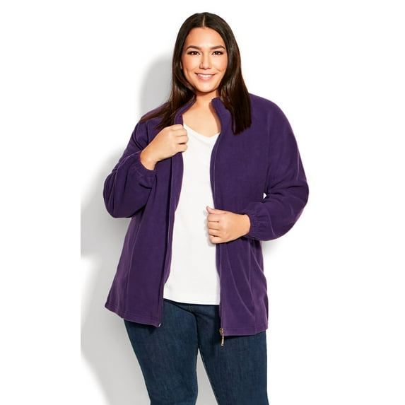 Avenue Women's Plus Size Polar Fleece Zip Relaxed Fit Jacket