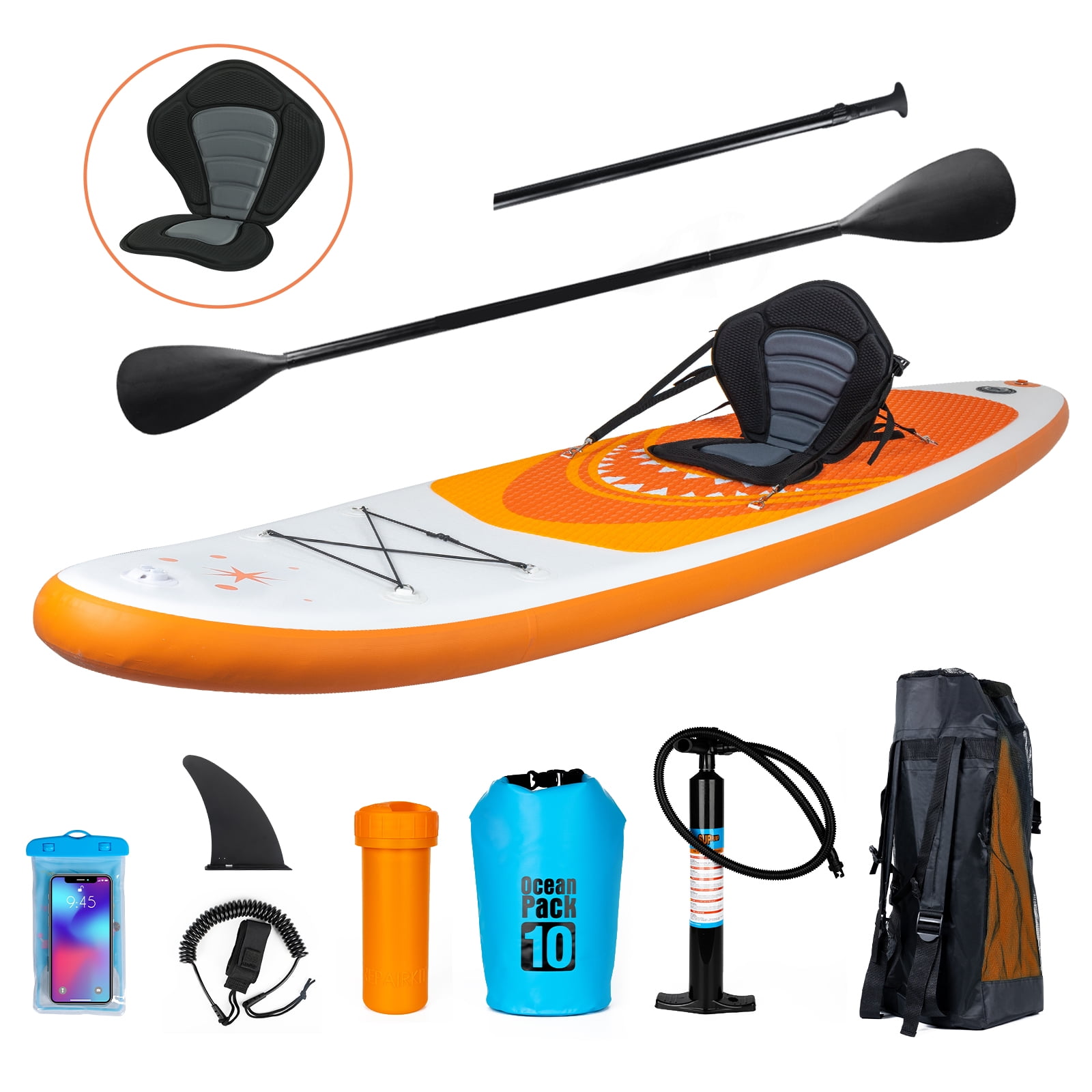 PULUOMIS Stand Up Paddle Board Inflatable with Seat,Backpack,Hand Pump 11 Ft Adult Orange